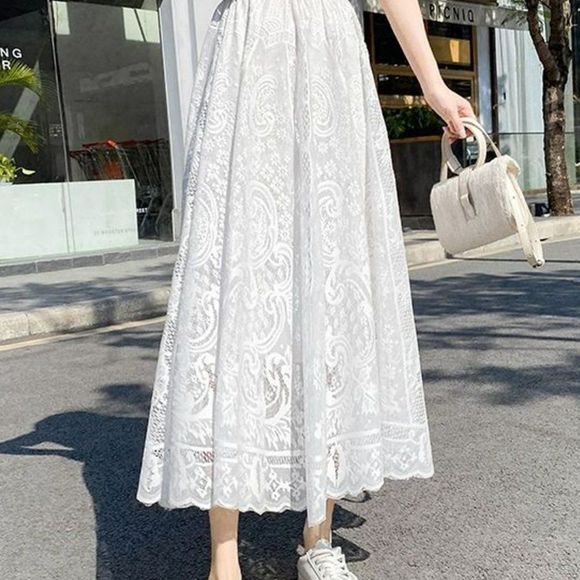 Lace Up High Waist Maxi Skirt | Women School Work Office A Line Vintage Retro Sk - Picture 8 of 8
